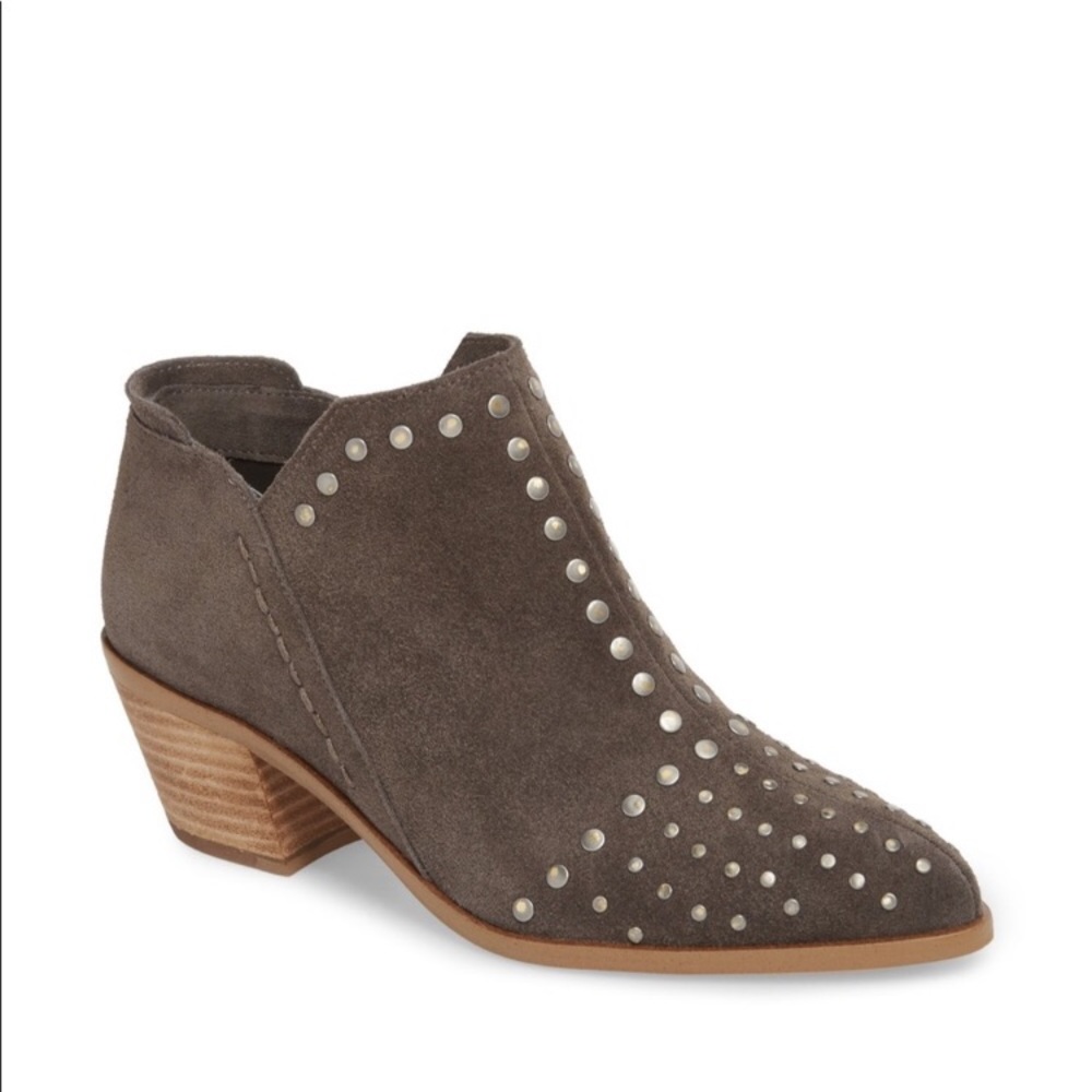 1. State Lola studded grey suede ankle booties sz 11